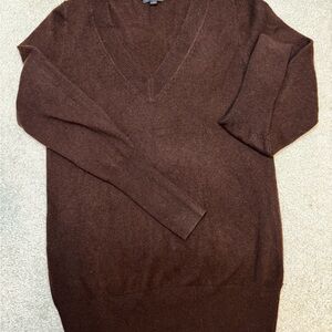 J. Crew Rich Brown Cashmere V-Neck Sweater